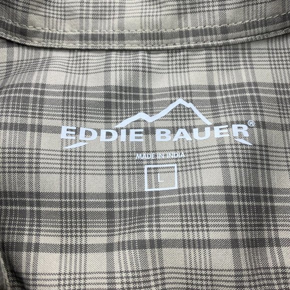 Eddie Bauer Shirt Men Large Gray Plaid Button Up Casual Polo Lightweight Outdoor - Picture 5 of 13